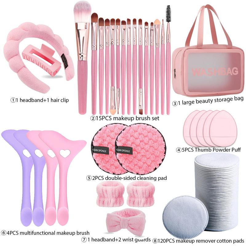 Makeup Brush Set with Storage Bag, 1 Box Makeup Tool Set, Multifunctional Makeup Tool for Women & Girls