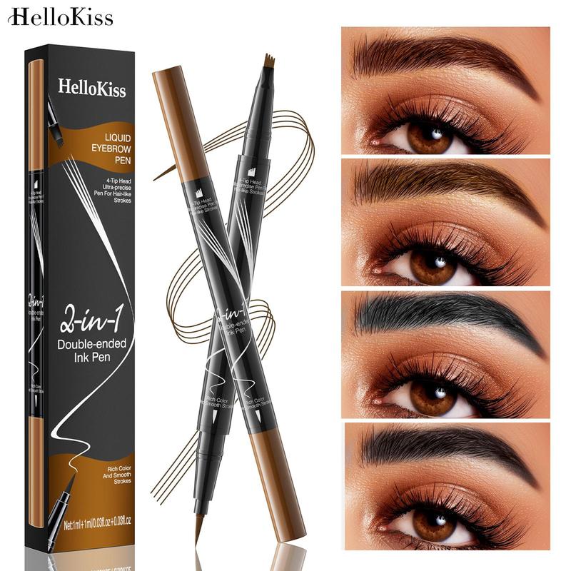 2 in 1 Foul-claw Eyebrow Pencil & Eyeliner, 1 Count Long-lasting Waterproof Brow Liner with Stamp, Precision Dual-ended Makeup Tool for Women