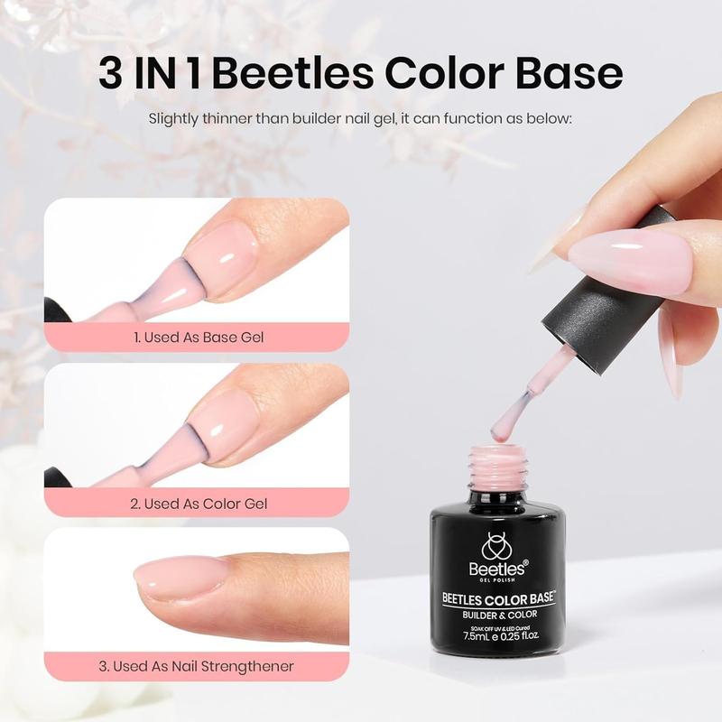 Beetles Base Color Gel Nail Polish, 6 Colors Nude Gel Polish Pink Nail Polish Peach Pink Nail Polish Neutral Sheer French Tip Base Colors Soak Off Nail Art Manicure DIY at Home Gift for Women