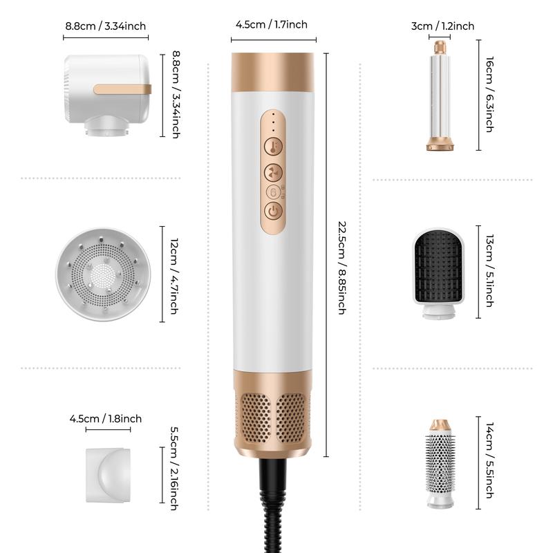 Air Styling 7-in-1 Multi-Functional Salon Comfort Hairdressing Kit, 110,000 RPM Negative Ion Hairdryer Brush for Fast Drying , Automatic Curling Iron , Straightening Brush , Volume Roller Comb, Christmas Winter Gifts & New Year Gifts,