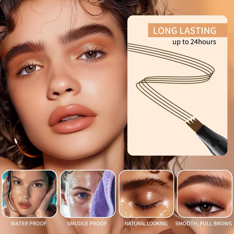 2 in 1 Foul-claw Eyebrow Pencil & Eyeliner, 1 Count Long-lasting Waterproof Brow Liner with Stamp, Precision Dual-ended Makeup Tool for Women