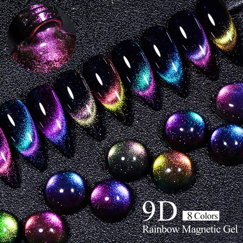 9D Glossy Gel Nail Kit with Magnetic Stick, 1 Set Starry Sky Effect Magnetic & Long Lasting Gel, Nail Art Gift Women & Girls