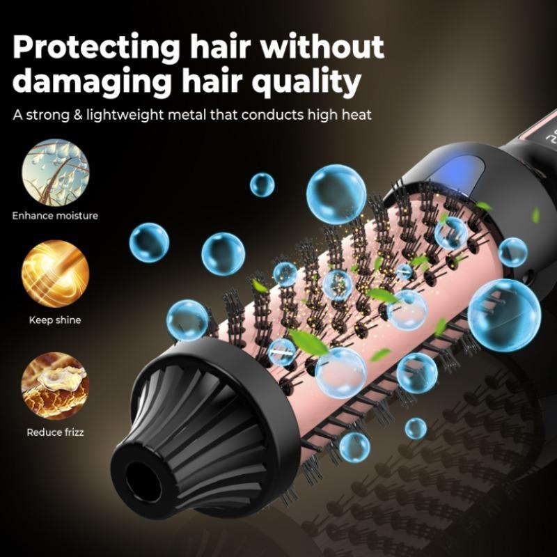 Hair Straightening Brush, 1 Count 9 Temperatures Heated Round Brush, LCD Display Hair Styling Tool for Home & Salon Use