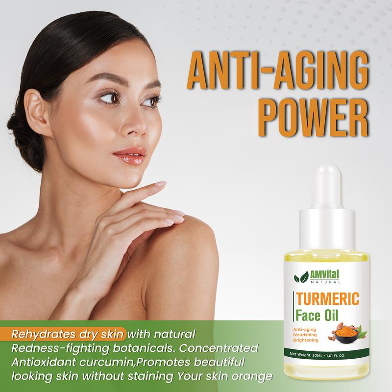 AMVital Turmeric Oil for Face - Pure and Natural Essential Oil for Moisturizing (30ml) Serums Skincare Gentle Comfort