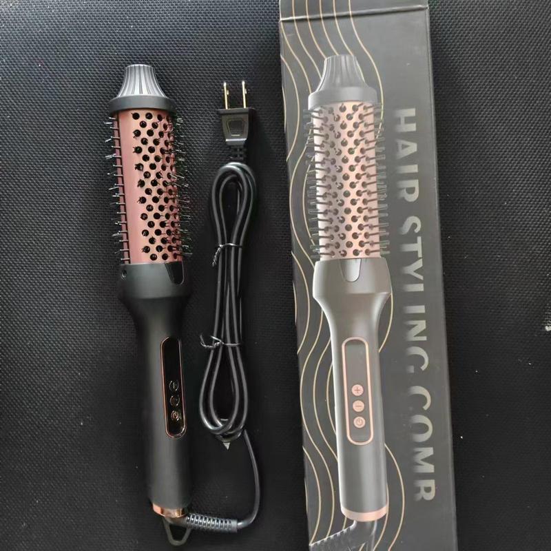 Hair Straightening Brush, 1 Count 9 Temperatures Heated Round Brush, LCD Display Hair Styling Tool for Home & Salon Use