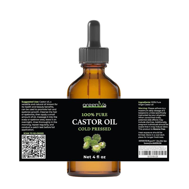 100% Pure Castor Oil - Cold Pressed - Hexane Free - Exclusively on (4 Fl Oz (Pack of 1)) Haircare Restore Vitamins Comfort Vitamins Comfort