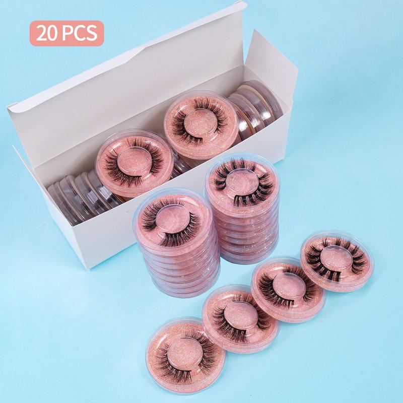 20 Pairs Crossed Thick False Eyelashes for Eyelashes Extensions, Natural Look Eyelash Extensions, Portable Makeup Tools for Women