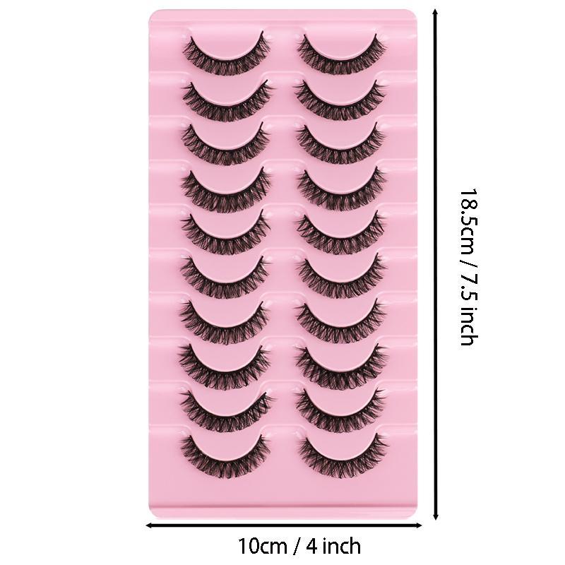 10 Pairs Fluffy False Eyelashes, Wispy Cat Eye Faux Cluster Lashes, Natural Curling Eye Makeup Strip Lashes, Full Volume Eyelash for Lashes Extension