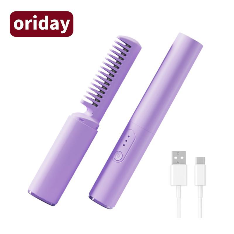 USB Charging Ceramic Hot Hair Brush, Fast Heating Negative Ion Hair Straightener, Hair Styling Appliance for Home, Travel, and Salons