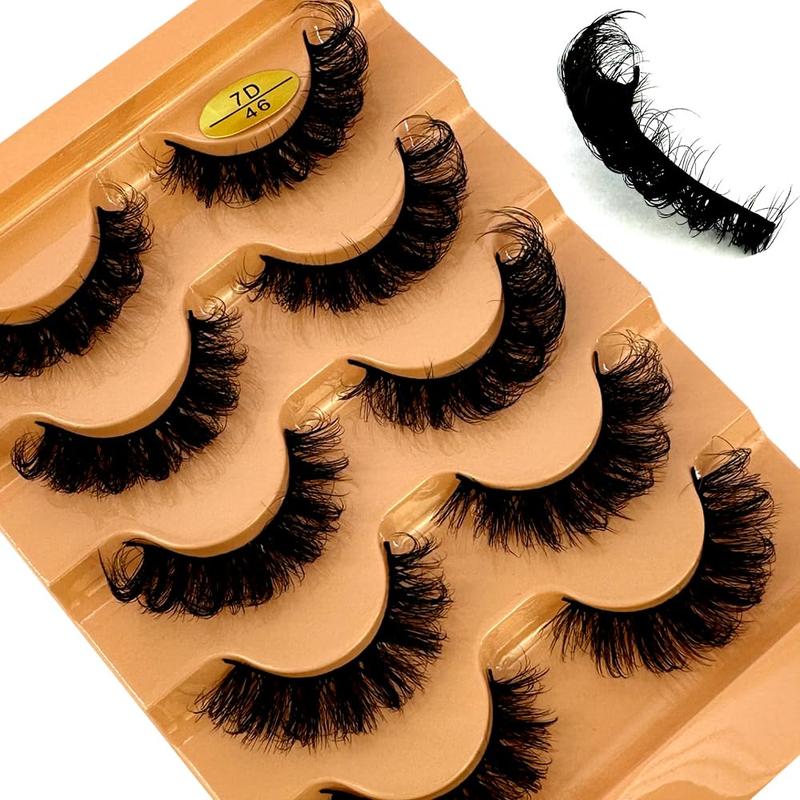 Cat eye Eyelashes 3D Natural False Lashes D Curl Fluffy Soft Cross 5 pairs Manga Lashes Wispy Natural Eyelash Extension Makeup Faux Daily Faux Mink