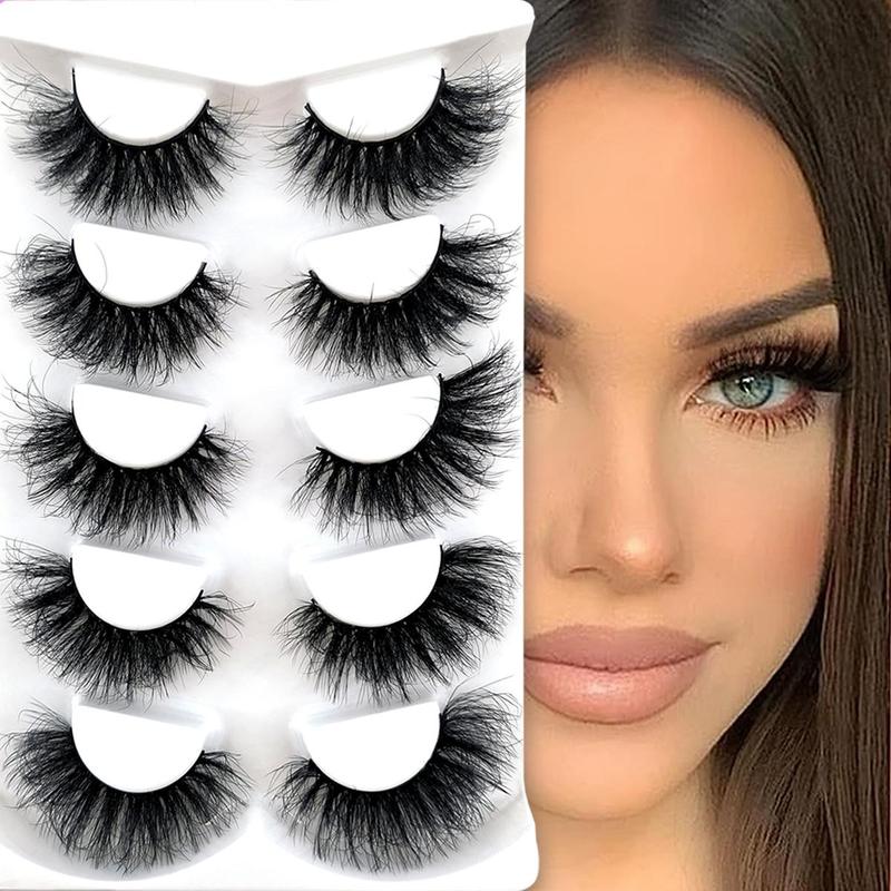 Cat Eye Cosmetic False Eyelashes for Lash Extensions, 5 Pairs Natural Look Eyelash Extensions, Fluffy Thick Faux Eyelashes, Eye Makeup Product for Women, Cosmetic Lash Extensions Gift