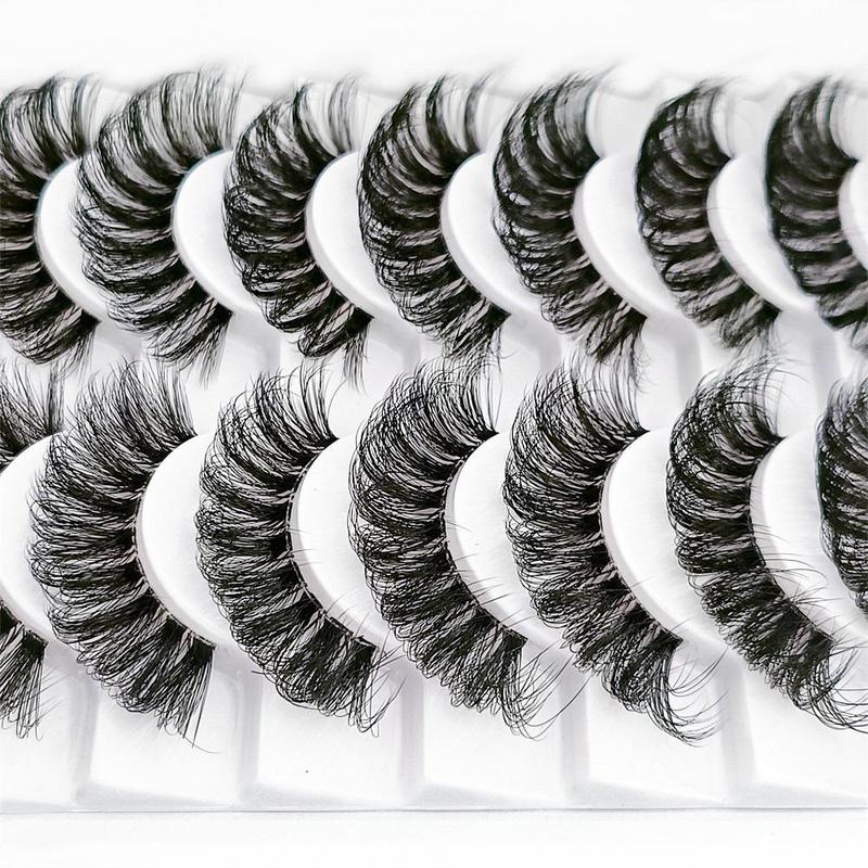 D Curl False Eyelashes, 10 Pairs Cosmetic Volumized Cluster Lashes, Strip Lashes Cluster Eyelashes Extensions Kit, Lash Extension Kit for Women