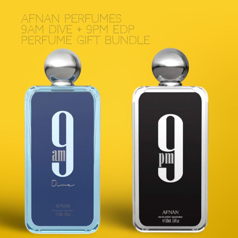 Afnan Perfumes 9AM Dive + 9pm EDP 100ML (3.4Oz) By Afnaan - Long Lasting Fragrance For Men - Fragrance Bundle