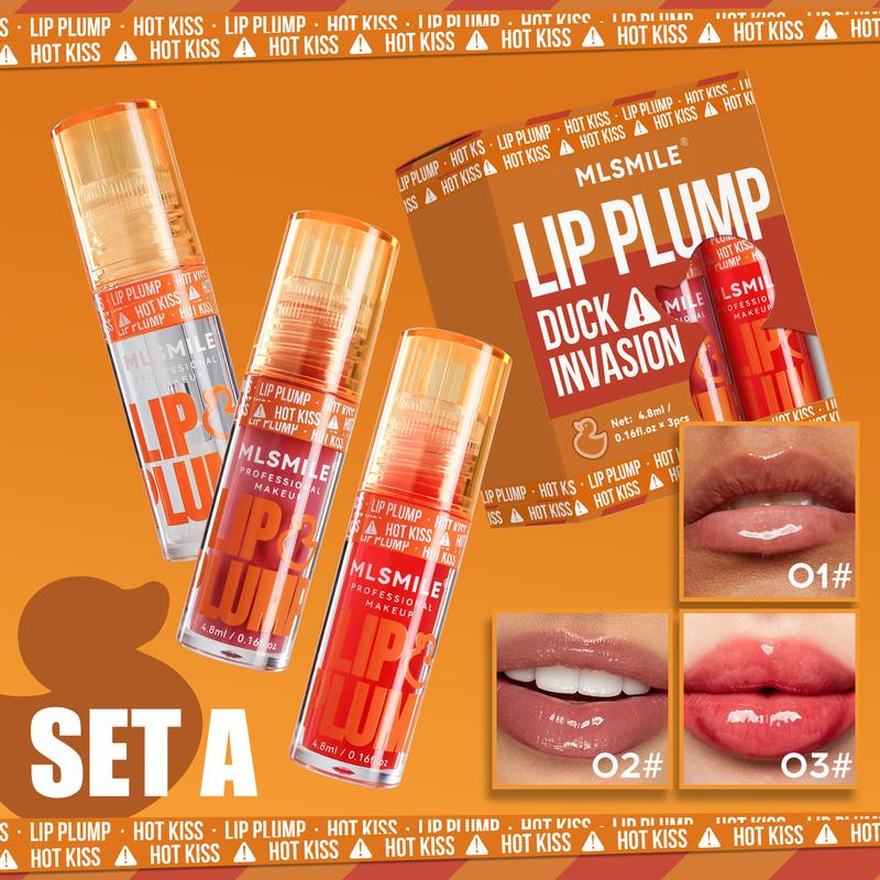 Duck Lip Plumping Oil Lip Gloss Set Mirror Lip Glaze Pearlescent Lip Gloss Lip Balm Lip Oil Transparent Lip Gloss Lipstick Makeup