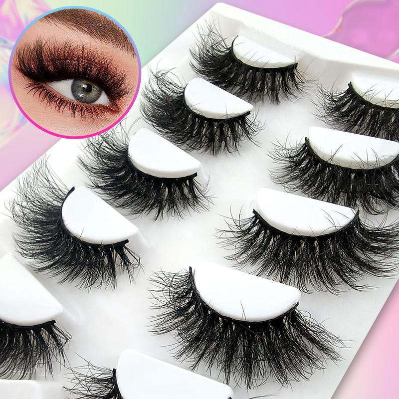 Cat Eye Cosmetic False Eyelashes for Lash Extensions, 5 Pairs Natural Look Eyelash Extensions, Fluffy Thick Faux Eyelashes, Eye Makeup Product for Women, Cosmetic Lash Extensions Gift