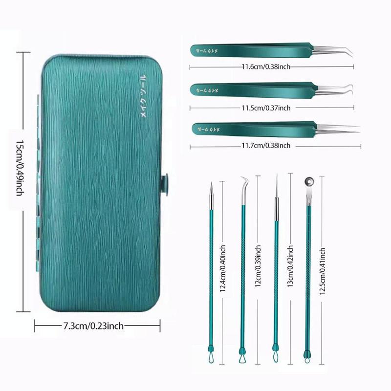 7 5pcs Blackhead Remover Kit With Storage Case, Blackhead Extractor Tool, Professional Comedo Pimple Blemish Remover Skin Care Tools For Women & Men