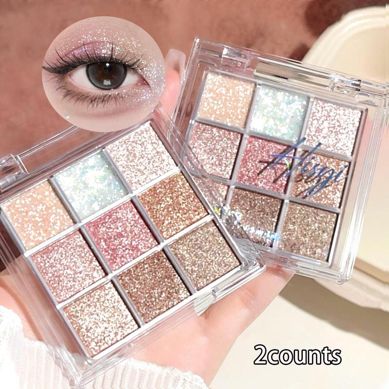 Glitter Eyeshadow Palette, 2 Counts set Shimmering Eyeshadow Makeup Palette, Long Lasting Eyeshadow Makeup Product For All Styles, Christmas Gift