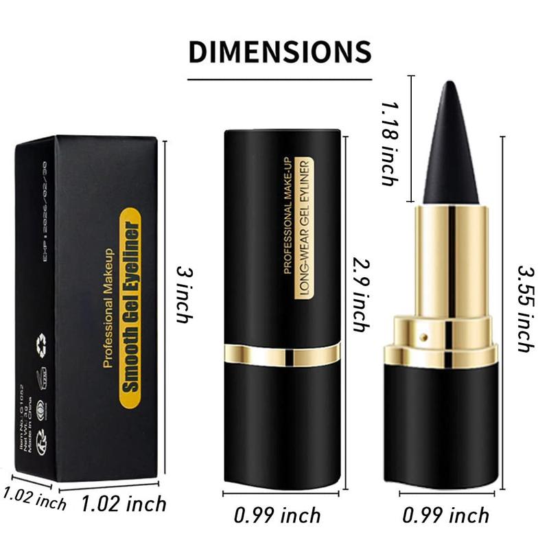 2Pcs Black Gel Eyeliner Pencil Set,Natural Cream Eye Liner Waterproof Smudge Proof,Cat Eye Black Smokey Eyeshadow Palette Stick Crayon,Goth Halloween Makeup,delineador de ojos contra el agua Lipliner Cosmetic