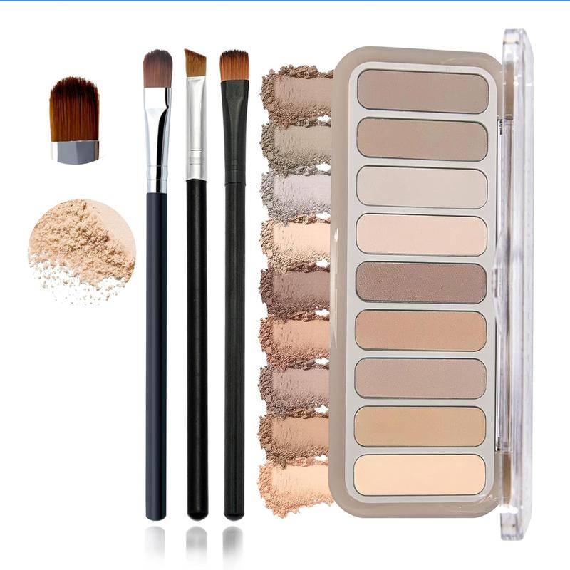 9 Colors Matte Nude Eyeshadow Palette,Brown Neutral Eye Shadow Palette Makeup,Waterproof Blendable Make Up Pallet Long Lasting High Pigmented Eyeshadow Makeup Palette with Eyeshadow Brushes