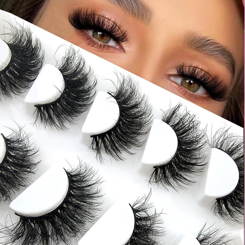 Cat Eye Cosmetic False Eyelashes for Lash Extensions, 5 Pairs Natural Look Eyelash Extensions, Fluffy Thick Faux Eyelashes, Eye Makeup Product for Women, Cosmetic Lash Extensions Gift