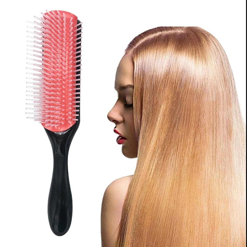 Denman Detangler Hairbrush for All Hair Types - 9 Rows Detangling Brush with Scalp Massager and Wet Removable DIY Hair Comb Brush