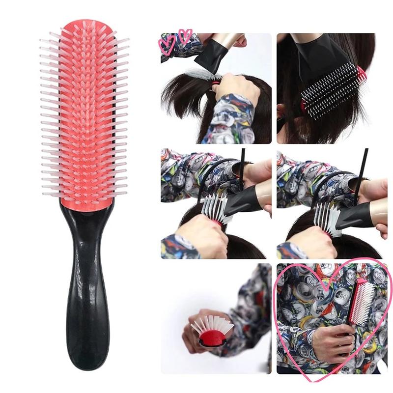 Denman Detangler Hairbrush for All Hair Types - 9 Rows Detangling Brush with Scalp Massager and Wet Removable DIY Hair Comb Brush