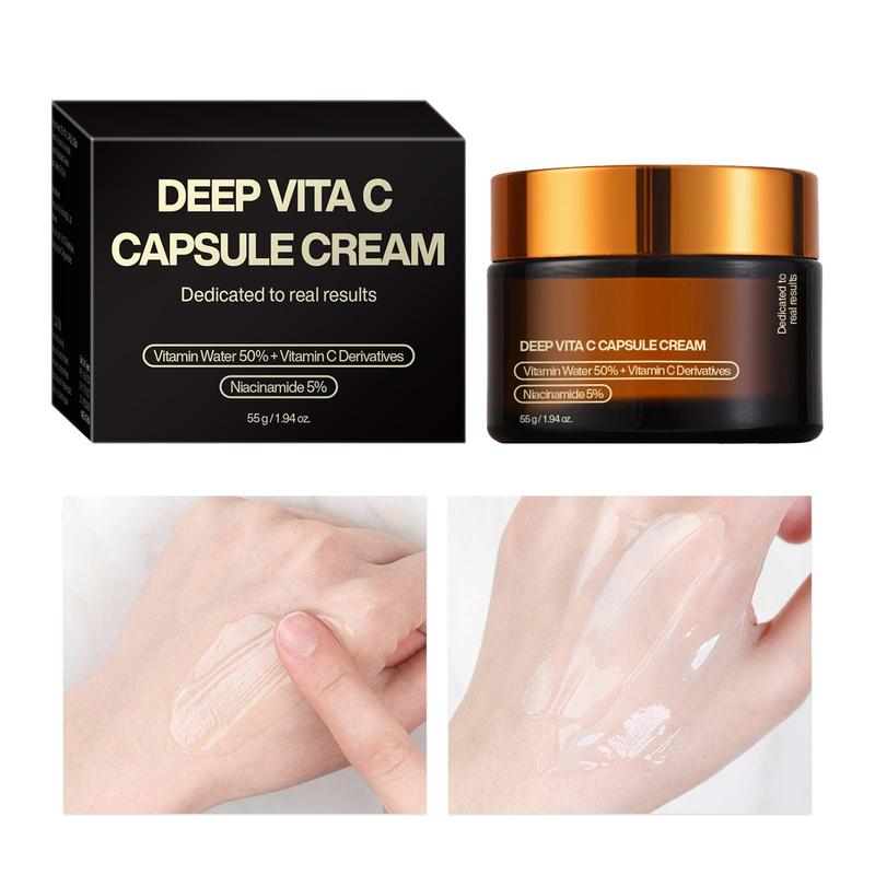 Deep Vita C Capsule Cream, Golden Boba Cream, Dark Spot, Pigmentation, Wrinkles Appear Reduced, Skin Elasticity Care