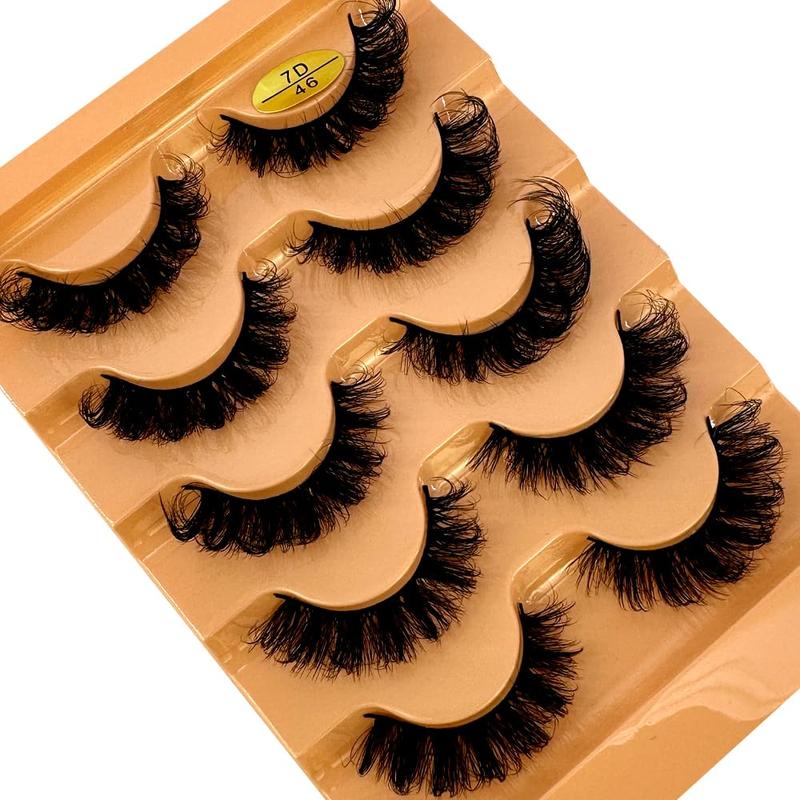 Cat eye Eyelashes 3D Natural False Lashes D Curl Fluffy Soft Cross 5 pairs Manga Lashes Wispy Natural Eyelash Extension Makeup Faux Daily Faux Mink