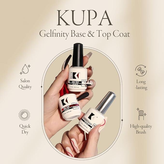 KUPA GelFinity - Soak Off Gel - Top Coat Glossy Finish (No-Wipe) 0.5 Fl Oz Nail Art