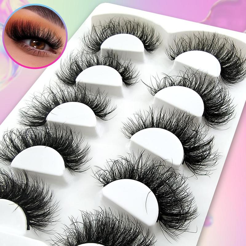 Cat Eye Cosmetic False Eyelashes for Lash Extensions, 5 Pairs Natural Look Eyelash Extensions, Fluffy Thick Faux Eyelashes, Eye Makeup Product for Women, Cosmetic Lash Extensions Gift