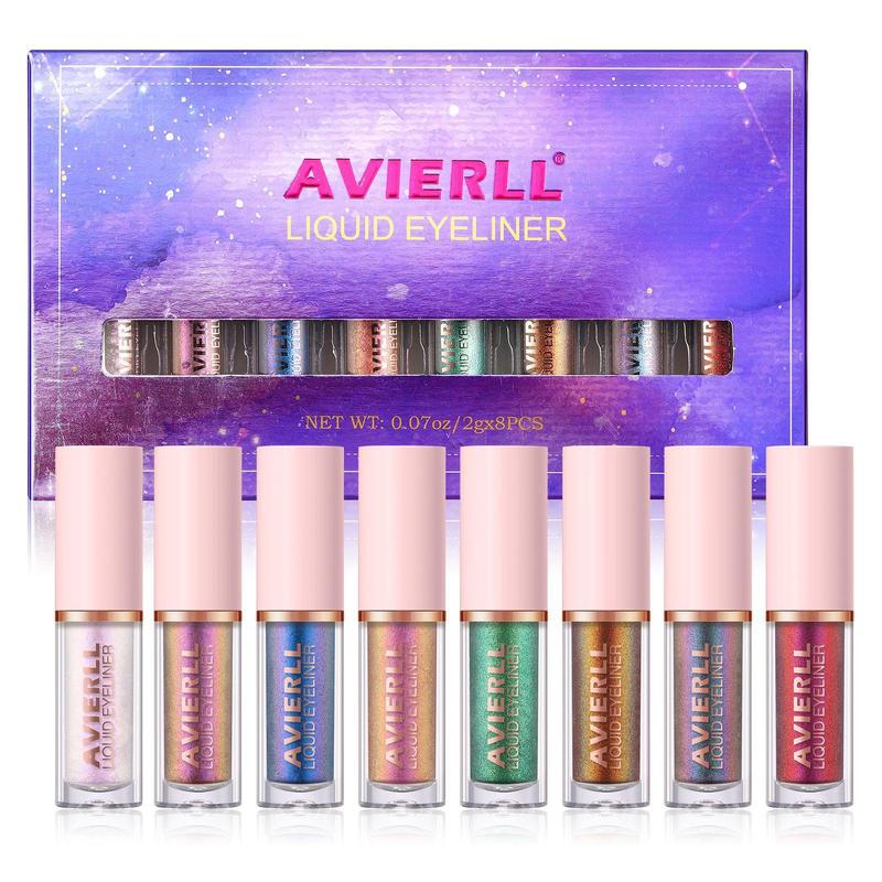 Long-lasting Waterproof Colorful Glitter Liquid Eyeshadow, 8 Counts box Easy To Apply Shimmering Eyeshadow, Eye Makeup Gift Set for Women