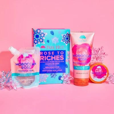 Tree Hut Rose to Riches Foaming Gel Body Wash, Shea Sugar Scrub, and Body Lotion Gift Set - 3ct Body Care Hydrating Moisturizing Scent Shea Butter Smooth Comfort Moisturizer Moisturize Moisturize Skin Repair Moisture Skin Care Moisture Skin Care Moisture