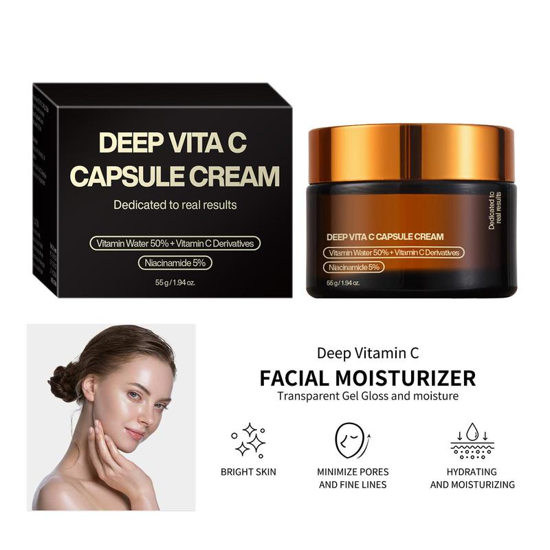 Deep Vita C Capsule Cream, Golden Boba Cream, Dark Spot, Pigmentation, Wrinkles Appear Reduced, Skin Elasticity Care