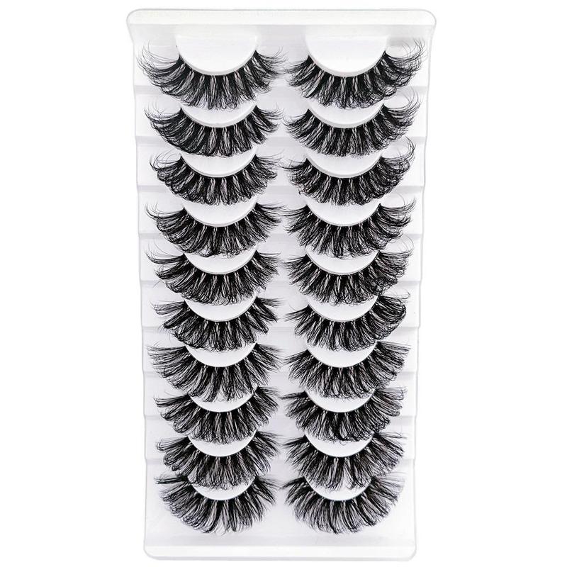 D Curl False Eyelashes, 10 Pairs Cosmetic Volumized Cluster Lashes, Strip Lashes Cluster Eyelashes Extensions Kit, Lash Extension Kit for Women