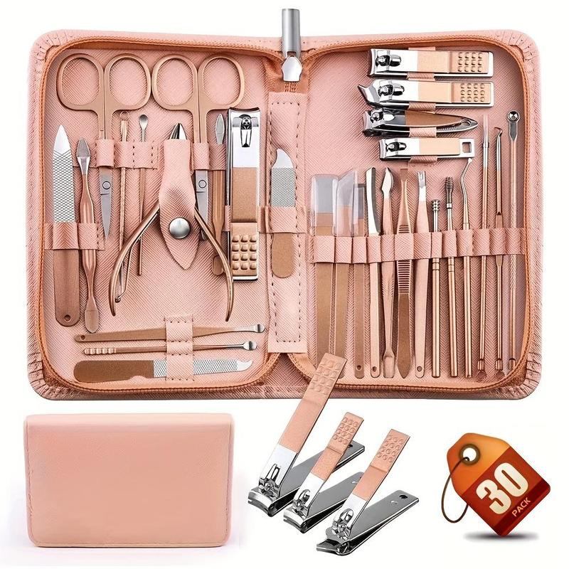 Professional Manicure Set, 30pcs set Nail Clipper Set with Storage Case, Birthday Gift for Women Home & Travel Use, Manicure & Pedicure Tools, Nail Care Tool, Travel Foot Care Product,  Nail Equipment