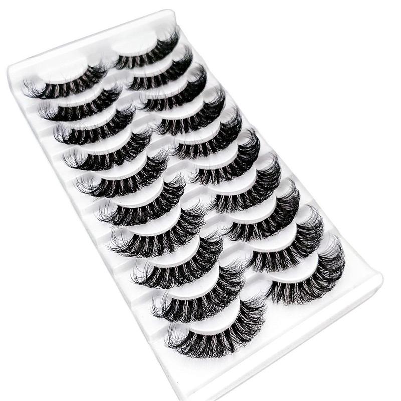 D Curl False Eyelashes, 10 Pairs Cosmetic Volumized Cluster Lashes, Strip Lashes Cluster Eyelashes Extensions Kit, Lash Extension Kit for Women