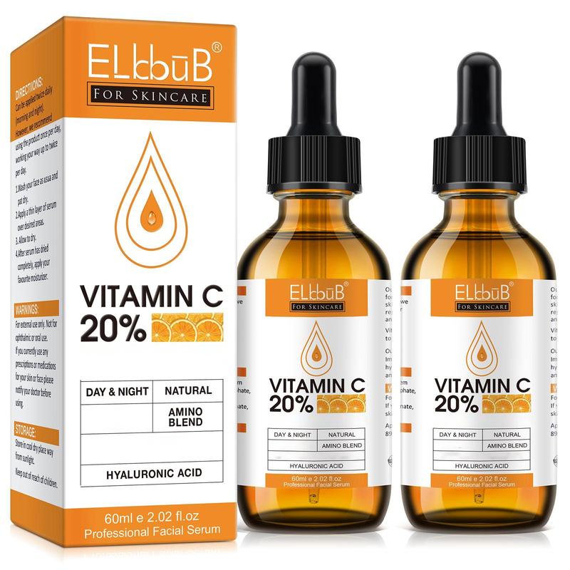 ELBBUB Facial Serum 3 Pack, Vitamin C Serum with Hyaluronic Acid, Vitamin A and Amino Acids, Boost Skin Collagen