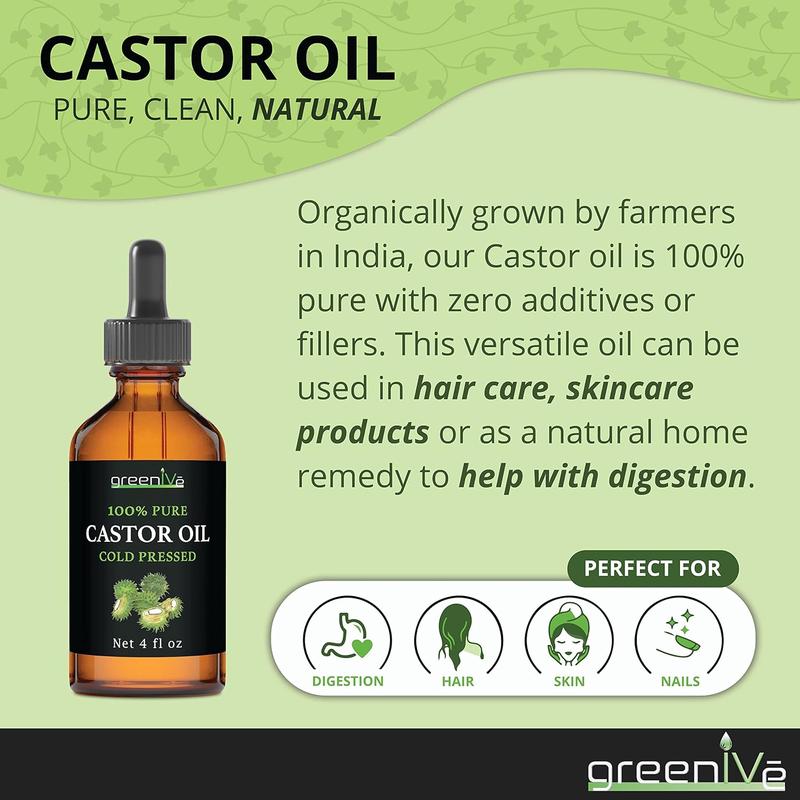 100% Pure Castor Oil - Cold Pressed - Hexane Free - Exclusively on (4 Fl Oz (Pack of 1)) Haircare Restore Vitamins Comfort Vitamins Comfort