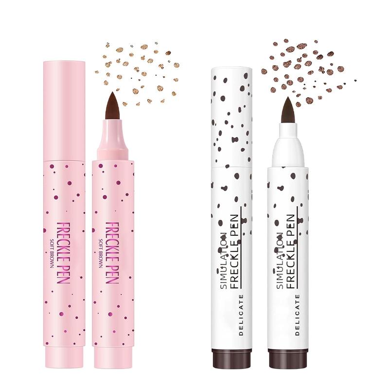 2 Colors Liquid Freckle Pen, Natural Realistic Face Fake Freckles Makeup Pen Freckles Color, Waterproof Long-lasting Quick Drying Freckle Pen Soft Point Pen - Light Brown Dark Brown