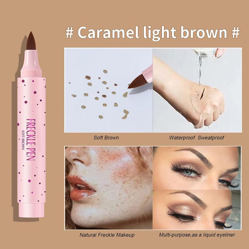 2 Colors Liquid Freckle Pen, Natural Realistic Face Fake Freckles Makeup Pen Freckles Color, Waterproof Long-lasting Quick Drying Freckle Pen Soft Point Pen - Light Brown Dark Brown