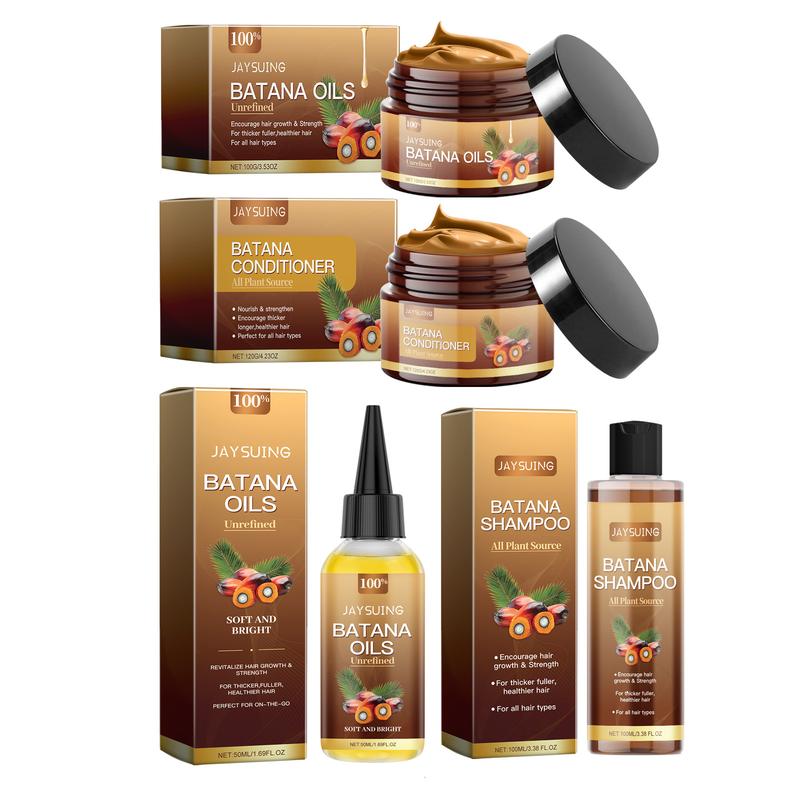 4PCS Batana Oil Hair Care Set, Hair Shampoo & Hair Conditioner  & Oils & Soft and Bright Oil,Scalp Massage Moisturizes For Haircare Cleansing Cleanser