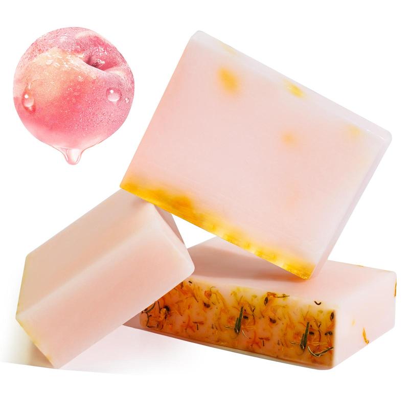 Peach Flavor Soap, 2 3 Counts Deep Cleansing Face & Body Moisturizing Oil Control Soap, Plant Extract Essential Oil Soap, Unisex Gift