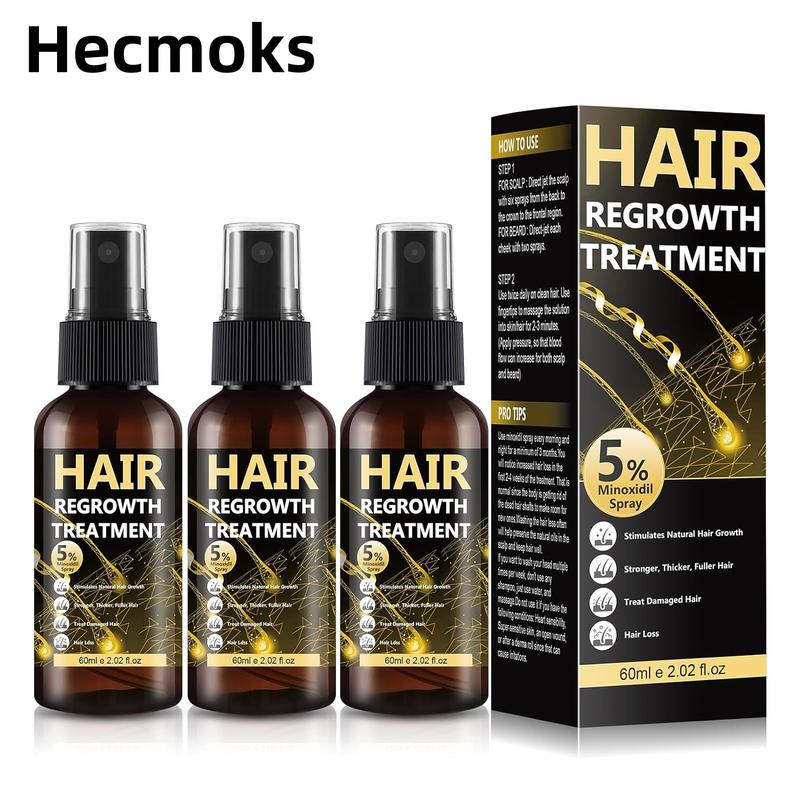 Hecmoks 5% Minoxidil Kit for Men & Women, with Biotin & Tool. Topical Scalp Serum for Hair Growth, Thickening & Long-Term Care