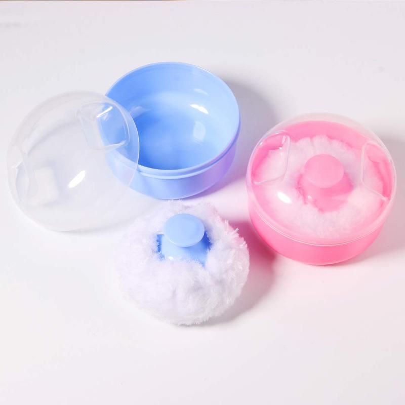 2Pack Body Cosmetic Powder Puff Body Powder Puff and Container Case (Pink and Blue) (2pack)