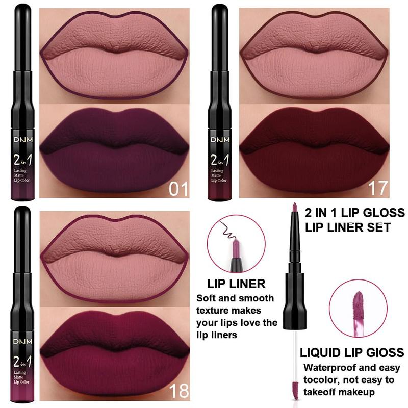 Evpct 3Pcs Dark Red Purple Plum Lip Stain Paint Matte Lip Liner and Lipstick Set Long Lasting Smudge Proof lipstick Matte Matte Long Lasting 24 Hours Waterproof Matte Original 24 Hours