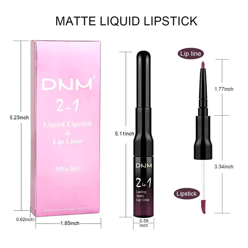 Evpct 3Pcs Dark Red Purple Plum Lip Stain Paint Matte Lip Liner and Lipstick Set Long Lasting Smudge Proof lipstick Matte Matte Long Lasting 24 Hours Waterproof Matte Original 24 Hours