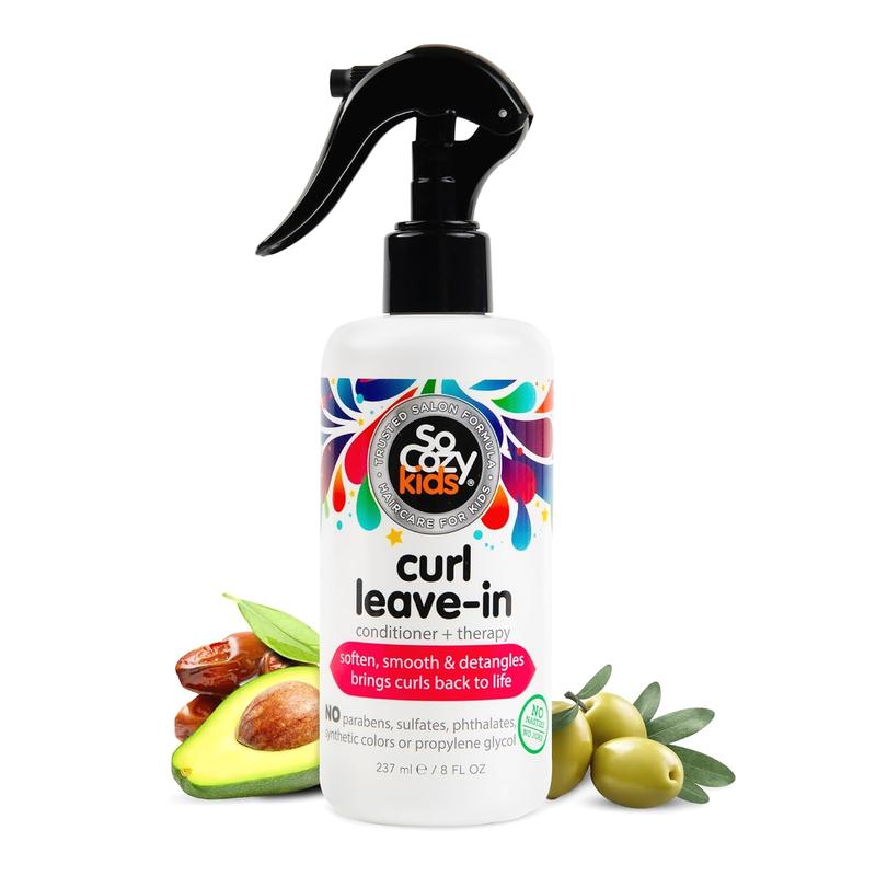 So Cozy Curl Leave in Conditioner Spray - Kids Hair Detangler Spray & Leave-In Conditioner for Curly Hair Paraben-Free & Detangler Spray for Kids Tangle-Free Curls, 5.2 Fl Oz, Packaging May Vary SoCozy