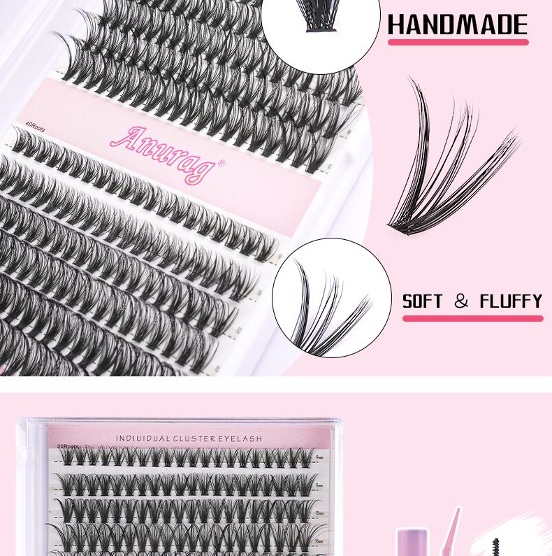 Individual Eyelash Kit, Includes Eyelash Bonding & Sealant, Eyelash Remover, Eyelash Applicator, Eyelash Bundle 240pcs, D Curl DIY Eyelash Extensions, Eyelash Curl, Ultra Thin & Soft, Self-Application at Home dragonlashes Makeup Pack Tweezer Cosmetic