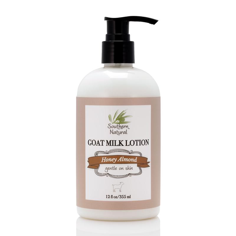 Southern Natural Goat Milk Lotion (12 oz)  Face and Body Moisturizer For Dry Skin - Moisturizing Skincare and Hand Cream - Honey Almond Scent Body Care Aloe Gentle Sensitive Smooth Nourishing Daily Jojoba Comfort