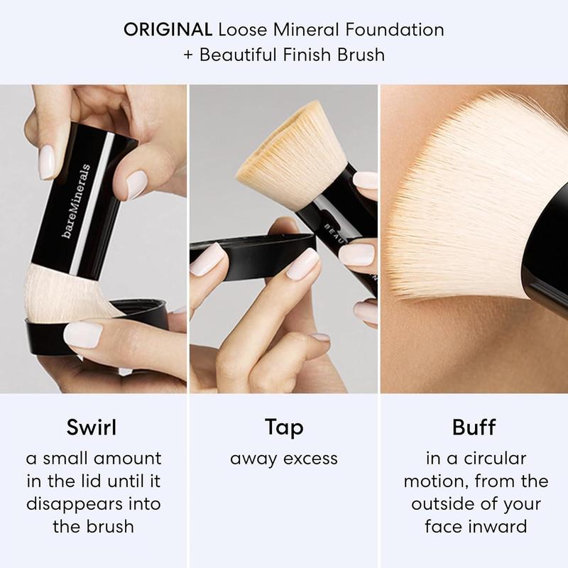 bareMinerals Original Get Started Kit, 4 Piece Mini Mineral Makeup Includes Original Loose Foundation, Face Primer, Setting Powder, Brush, Travel Sizes, Must-Have Kit, Vegan Cosmetic